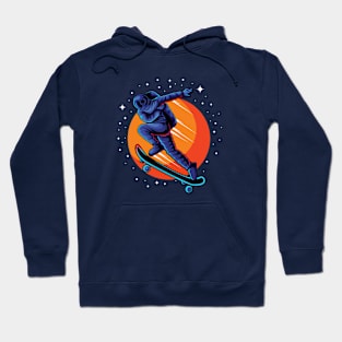 Skateboarding Astronaut in Outer Space Hoodie